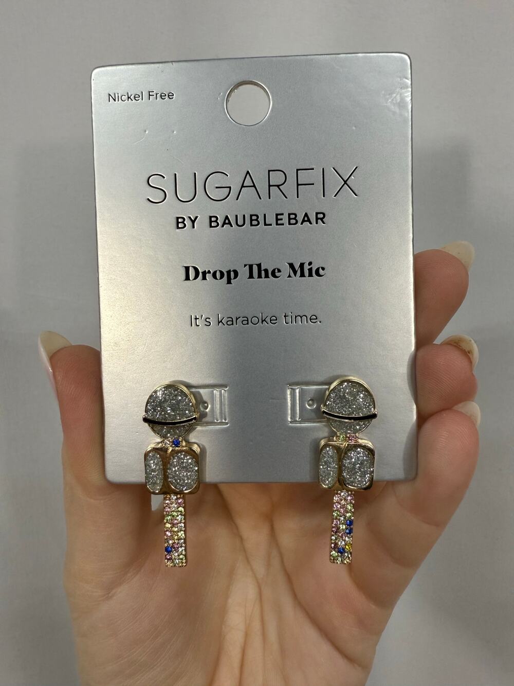 Sugarfix Baublebar Drop The Mic Earrings Sparkly Multi-Tone NWT